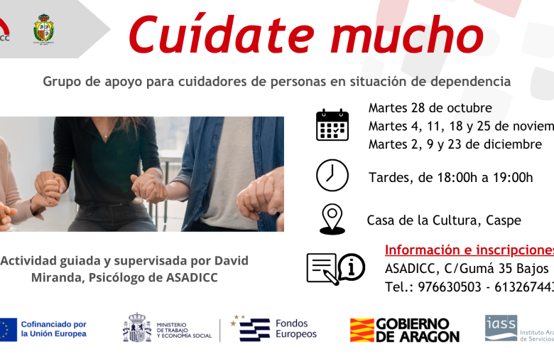 Nueva edición de “Cuídate mucho. Grupo de apoyo para cuidadores de personas en situación de dependencia”